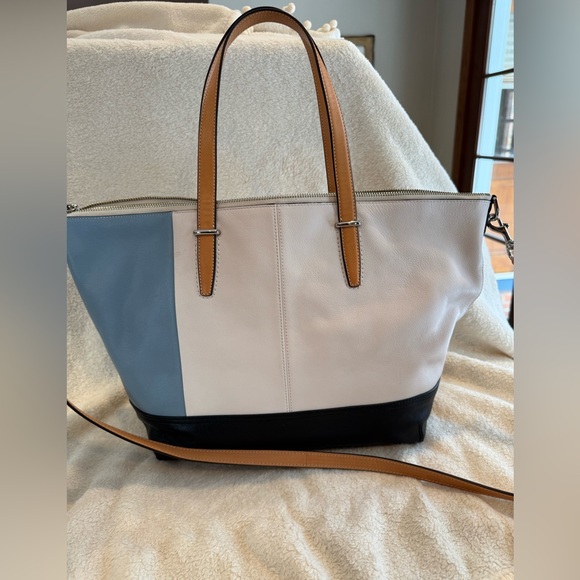 Color Block Leather Coach shopping tote - Picture 3 of 5